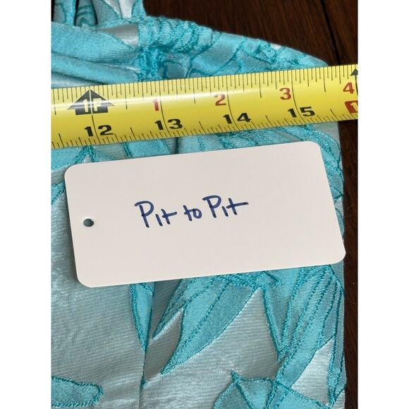 Alexis Delphine Turquoise Floral Jacquard Sheath Dress XS - Picture 7 of 10